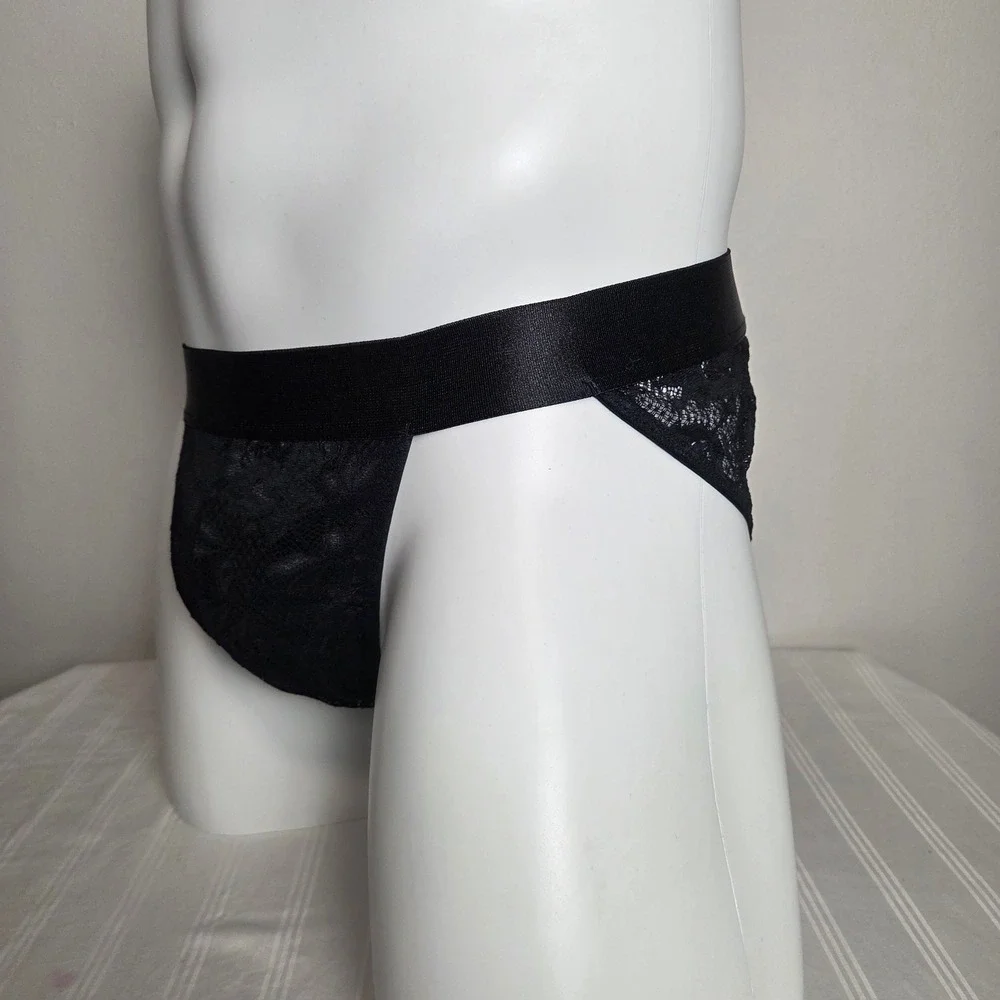 Cosabella Never Say Never Black Mid-Rise Lace Brief Soft Stretch Full Coverage